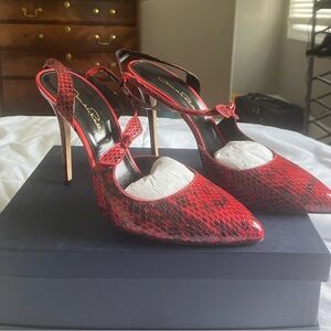 Red snakeskin Oscar de la renta sling back heels size 41 in women’s